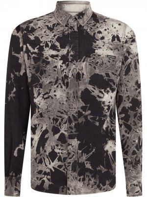 Джинсовая рубашка с принтом Dolce & Gabbana. Цвет: черный