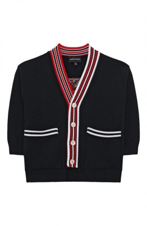 Хлопковый кардиган Emporio Armani. Цвет: синий