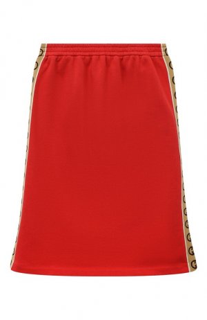 Хлопковая юбка Gucci. Цвет: красный