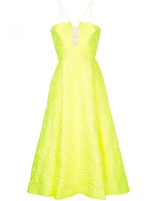 Парчовое расклешенное вечернее платье Aaron Alex Perry. Цвет: жёлтый и оранжевый