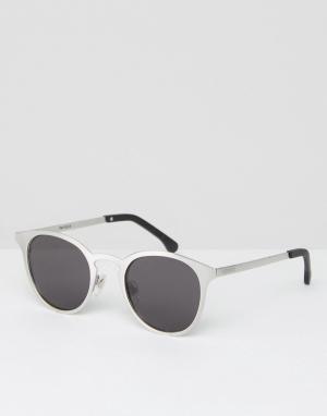 Круглые серебристые солнцезащитные очки Hollis Komono. Цвет: серебряный