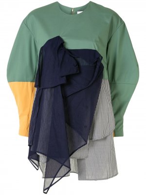 Многослойная блузка с контрастными вставками Enföld. Цвет: зеленый