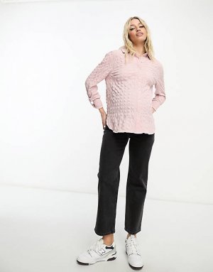 Розовая фактурная рубашка с пуговицами DESIGN Maternity Asos