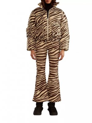 Укороченная куртка-пуховик с зебровым принтом , цвет zebra Cynthia Rowley