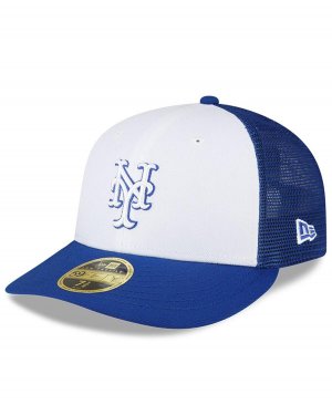 Мужская королевская белая кепка New York Mets 2023 для тренировок на поле с низким профилем 59FIFTY Облегающая шляпа Era