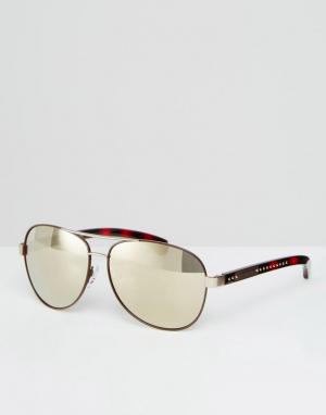 Солнцезащитные очки-авиаторы в золотистой оправе Calvin Klein. Цвет: золотой