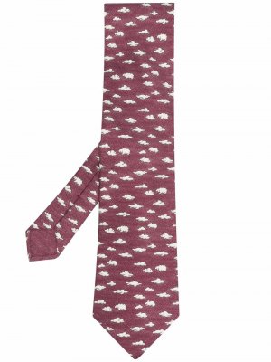 Шелковый галстук 2000-х годов с анималистичным принтом Hermès. Цвет: розовый