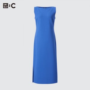 Платье из креп-джерси с короткими рукавами, синий Uniqlo