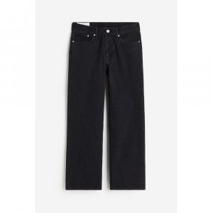 Прямые свободные джинсы HM с высокой талией, черные H&M