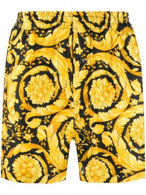 Пижамные шорты с принтом Barocco Versace. Цвет: желтый