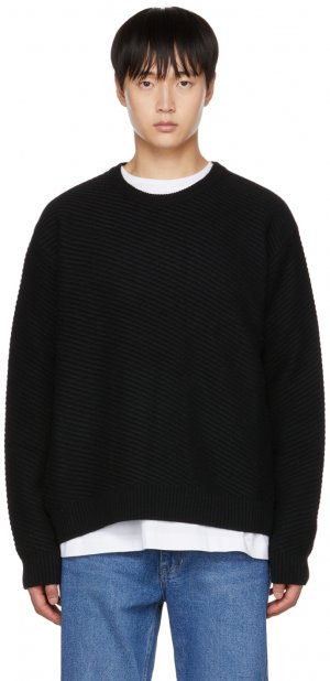 Черный диагональный свитер Wooyoungmi