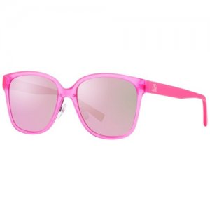 Солнцезащитные очки UNITED COLORS OF BENETTON, бабочка, оправа: пластик, ударопрочные, с защитой от УФ, зеркальные, для женщин, розовый Benetton. Цвет: розовый