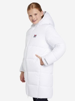 Пальто утепленное для девочек , Белый, размер 146 FILA. Цвет: белый