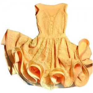 Рейтинговое платье для бальных танцев со шнуровкой р. 34 L.E.M.. Цвет: желтый