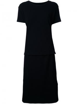 Двуслойное вязаное платье Mm6 Maison Margiela. Цвет: чёрный