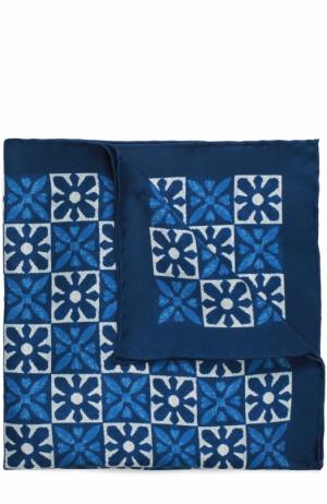 Шелковый платок с узором Kiton. Цвет: синий