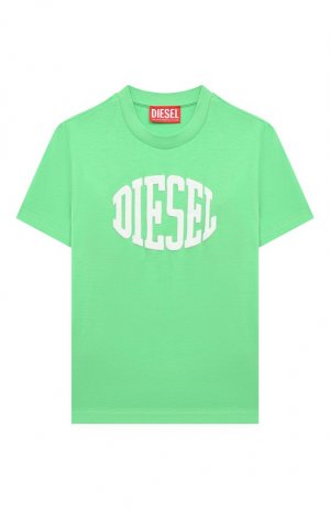 Хлопковая футболка Diesel. Цвет: зелёный