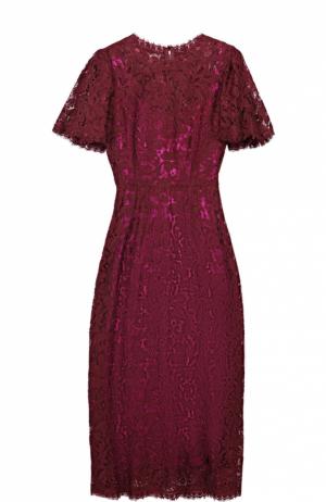 Кружевное приталенное платье с коротким рукавом Dolce & Gabbana. Цвет: бордовый