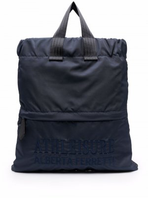 Рюкзак на молнии с вышитым логотипом Alberta Ferretti. Цвет: синий