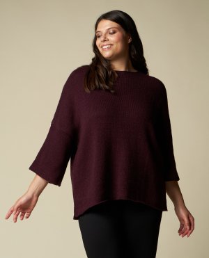 Женский трикотажный пуловер из смесовой шерсти с пышными формами , фиолетовая слива Rosa Thea