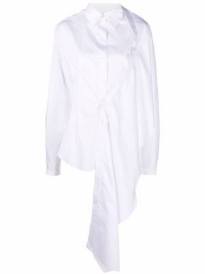 Рубашка асимметричного кроя со шнуровкой Litkovskaya. Цвет: белый