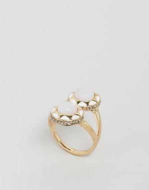 Броское кольцо с двумя камнями House Of Harlow. Цвет: белый
