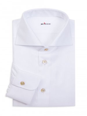 Рубашка с длинным рукавом из твила в современном стиле , белый Kiton