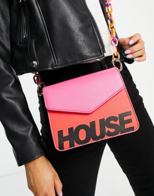 Розовая сумка через плечо с ремешком-цепочкой -Розовый цвет House of Holland