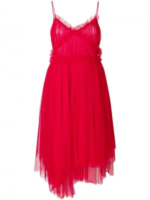 Коктейльное платье с плиссировкой MSGM. Цвет: красный