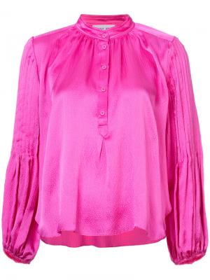 Блузка с воротом-стойкой на пуговицах Apiece Apart. Цвет: розовый и фиолетовый