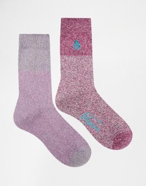 2 пары фиолетовых толстых носков из крученой нити Penguin. Цвет: фиолетовый