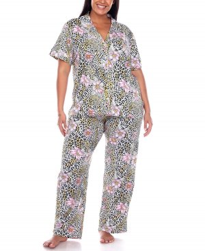 Плюс размер брюки с короткими рукавами тропический пижамный комплект, 2 предмета White Mark