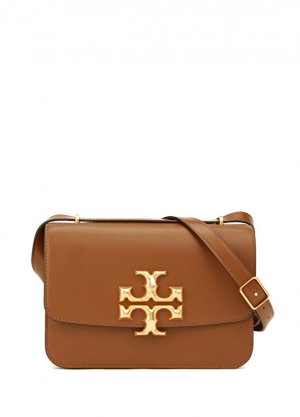 Женская кожаная сумка через плечо с коричневым логотипом Tory Burch