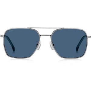 Солнцезащитные очки, синий, серый BOSS. Цвет: синий