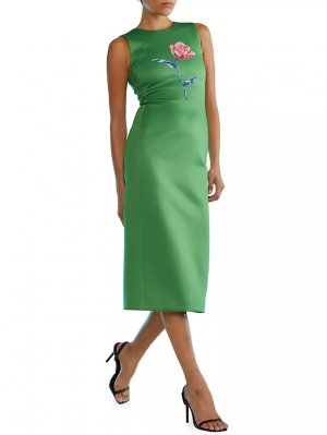 Платье миди без рукавов со сборками , зеленый Cynthia Rowley
