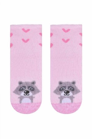 Новые яркие носки из мягкого хлопка с забавным рисунком животных , розовый Steven