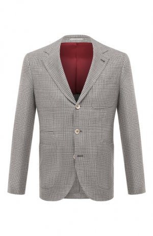 Пиджак из шерсти и шелка Brunello Cucinelli. Цвет: серый