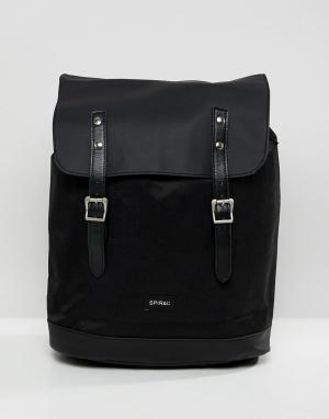 Черный рюкзак с пряжкой спереди Spiral. Цвет: черный