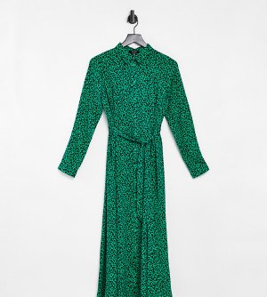Зеленое платье-рубашка мидакси с длинными рукавами и звериным принтом -Зеленый цвет New Look Maternity