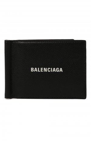 Кожаный зажим для денег Balenciaga. Цвет: чёрный