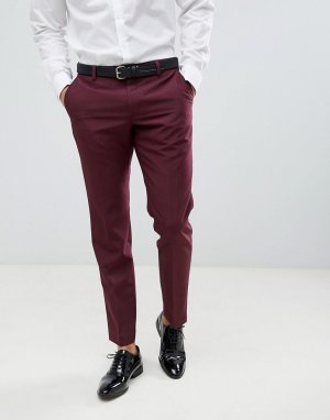 Бордовые брюки узкого кроя с добавлением шерсти -Красный Next