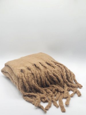 Бежевый вязаный шарф с кисточками , SVNX