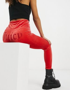 Красные велюровые леггинсы от комплекта -Красный Juicy Couture