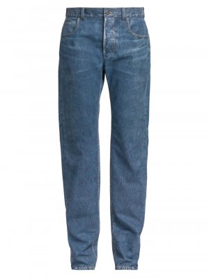 Джинсовые кожаные брюки с покрытием , синий Bottega Veneta