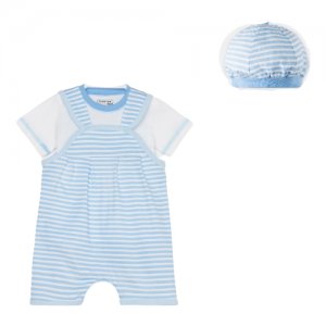 Комплект (чепчик/боди/футболка) детский детская, цвет голубой/полоска, рост 74 Bonito. Цвет: голубой