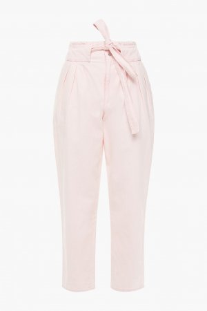 Зауженные брюки Tod из смесового хлопкового твила с поясом SANDRO, розовый Sandro