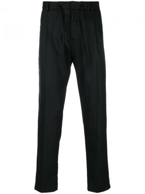 Плиссированные брюки с эластичным поясом Paolo Pecora. Цвет: чёрный