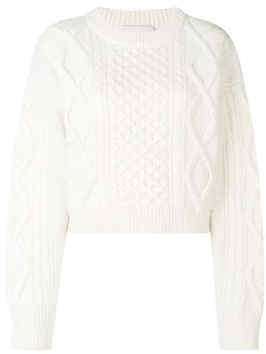 Укороченный свитер вязки с косичками 3.1 Phillip Lim. Цвет: белый