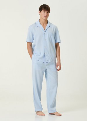 Голубые пижамные штаны с завязками на талии Cdlp. Цвет: синий