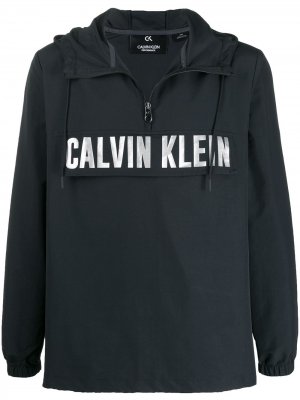 Куртка с капюшоном и воротником на молнии Calvin Klein. Цвет: черный